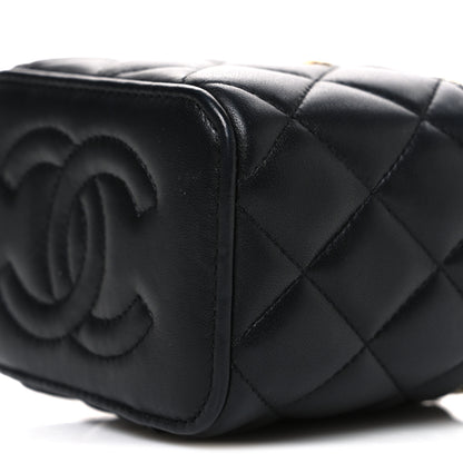 Chanel Lambskin Quilted Metal Mini Top Handle Vanity Case With Chain Black 9 of 10