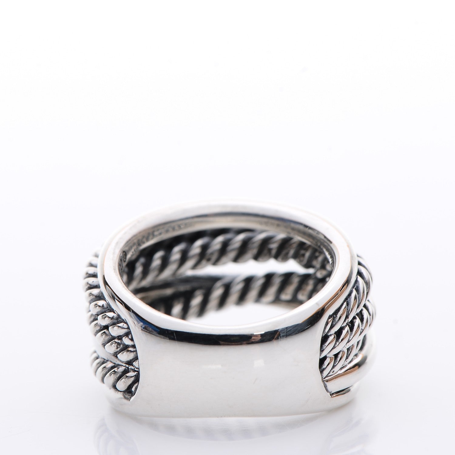 David Yurman Sterling Silver 15mm Narrow Crossover Cable Ring 51.5 6 3 of 4