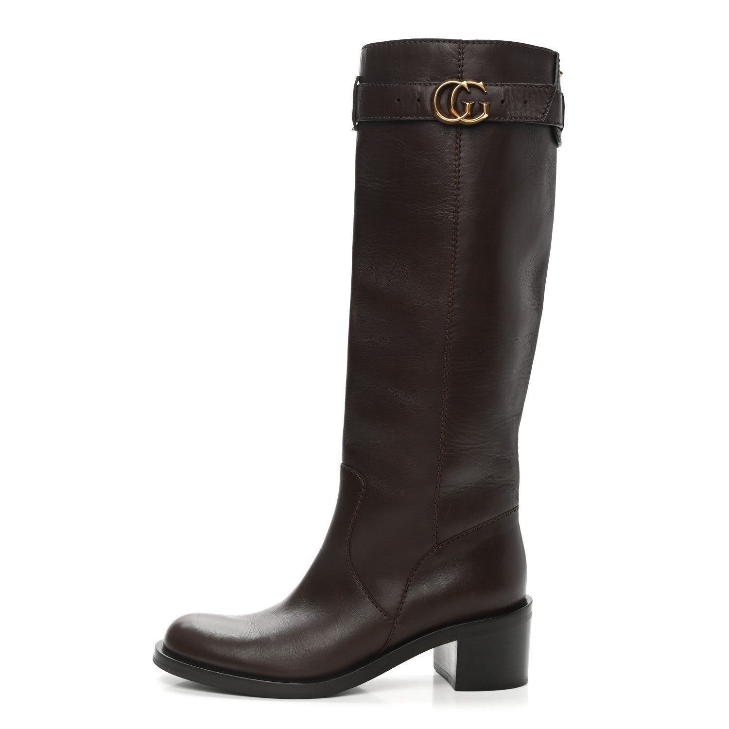 Gucci Calfskin Interlocking G Riding Boots 38 Brown 1 of 7