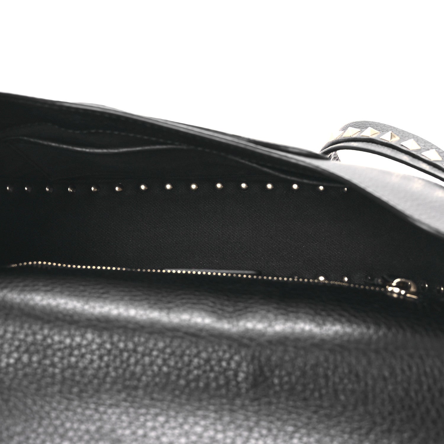Valentino Garavani Grained Calfskin Rockstud Saddle Bag Black 5 of 12