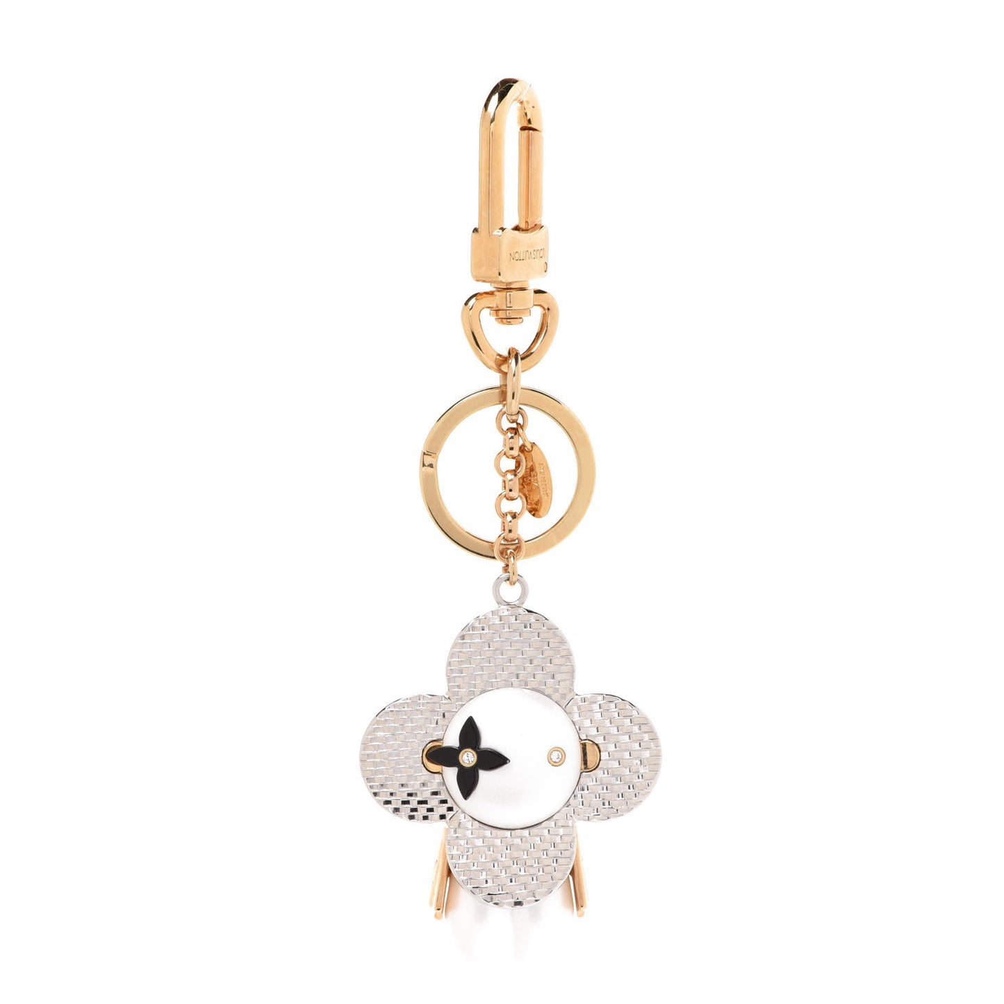 Giant Monogram Vivienne Bag Charm Key Holder Silver White Gold