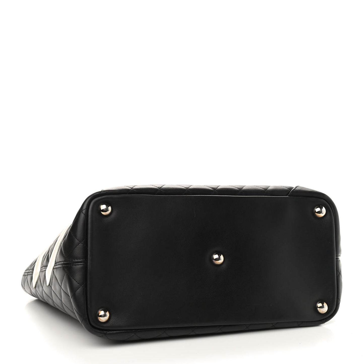 Calfskin Quilted Large Cambon Tote Black White