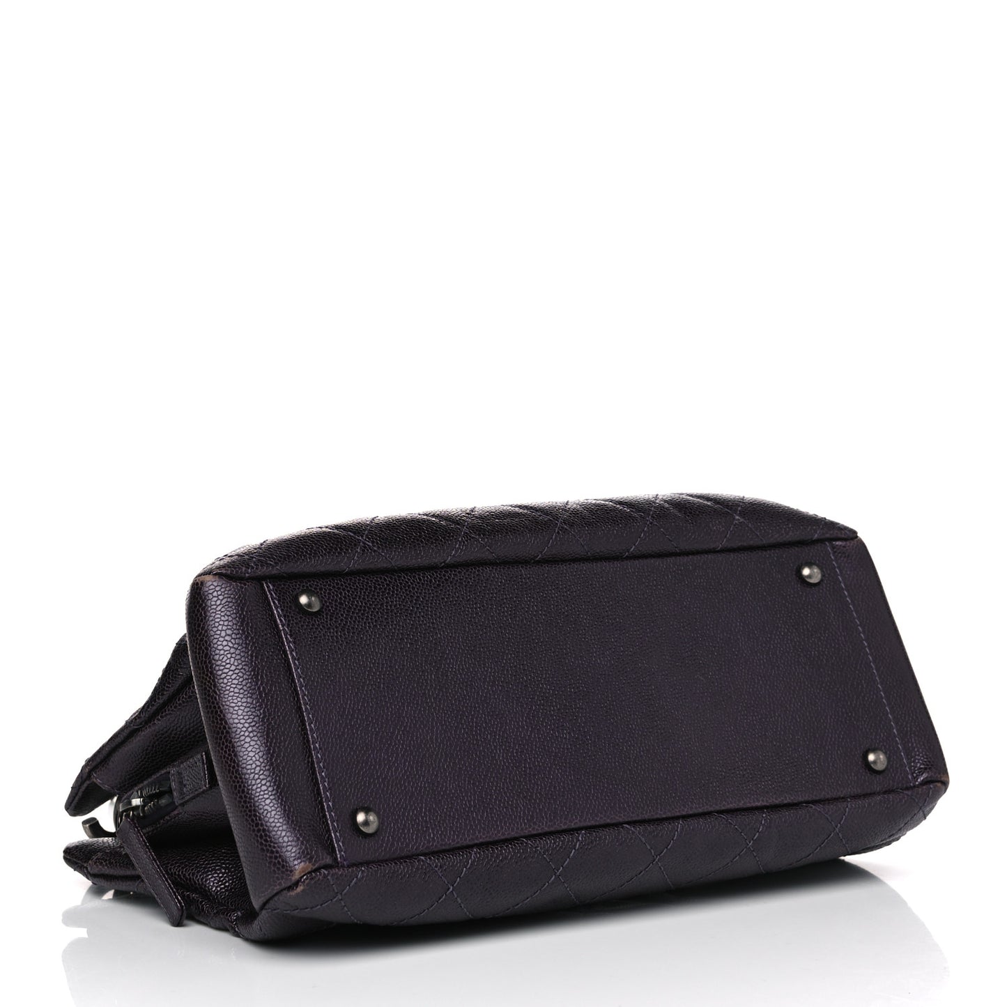 Iridescent Caviar Quilted Chic Shopping Tote Purple