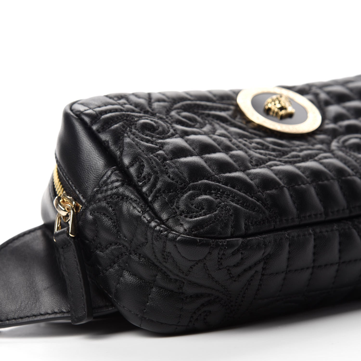 Versace Nappa Barocco Quilted Vanitas Medea Belt Bag Black 6 of 9