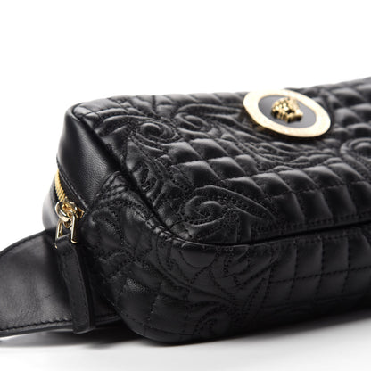 Versace Nappa Barocco Quilted Vanitas Medea Belt Bag Black 6 of 9