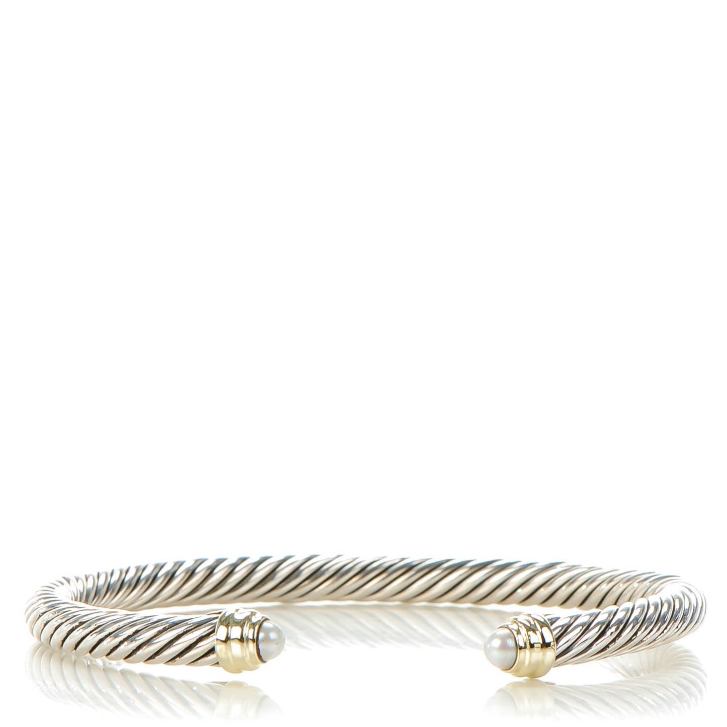 Sterling Silver 14K Yellow Gold Pearl 5mm Cable Classics Bracelet
