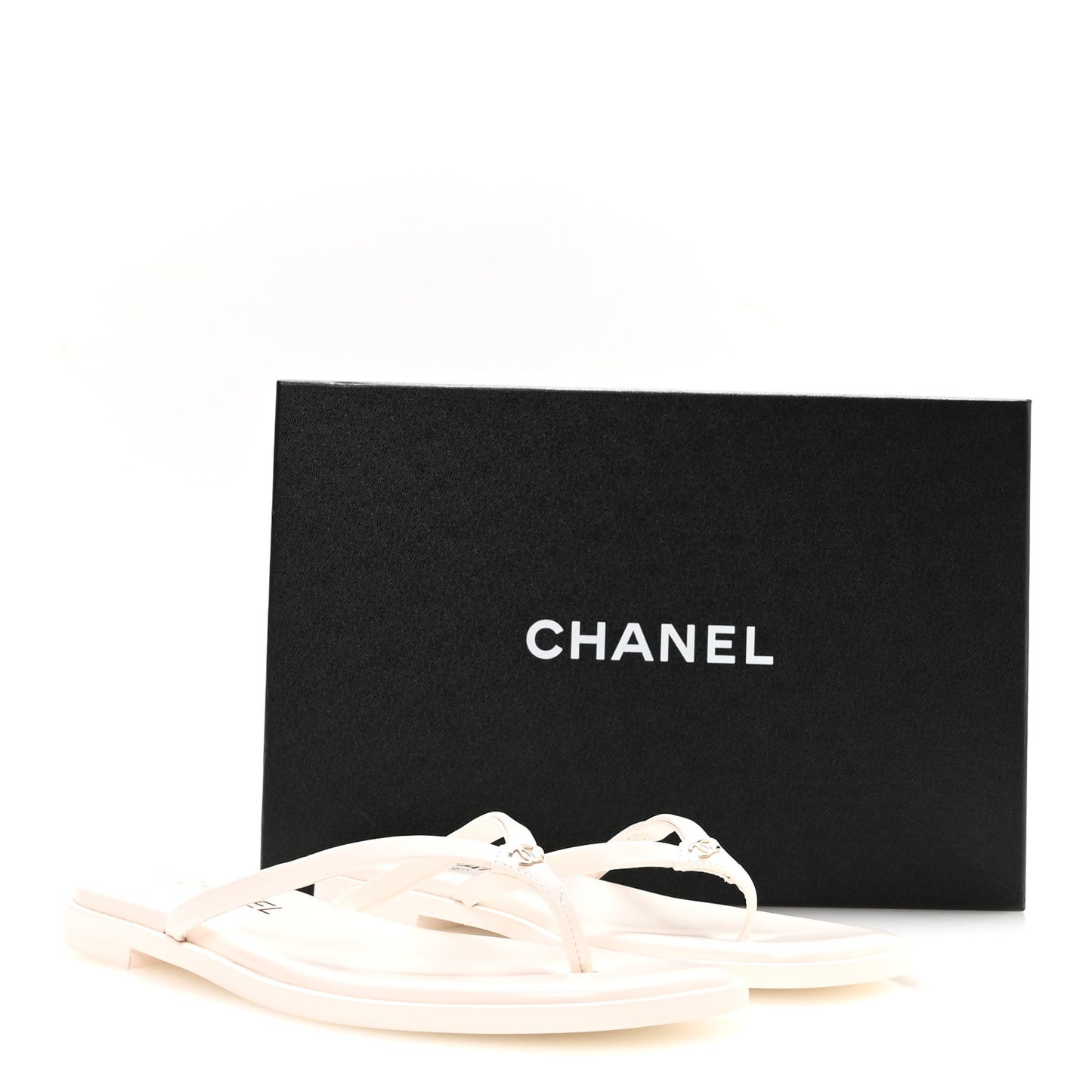Goatskin CC Times Square Thong Sandals 38.5 White