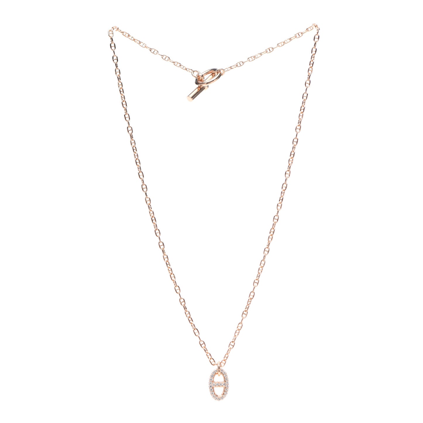 18K Rose Gold Diamond PM New Farandole Pendant Necklace ST