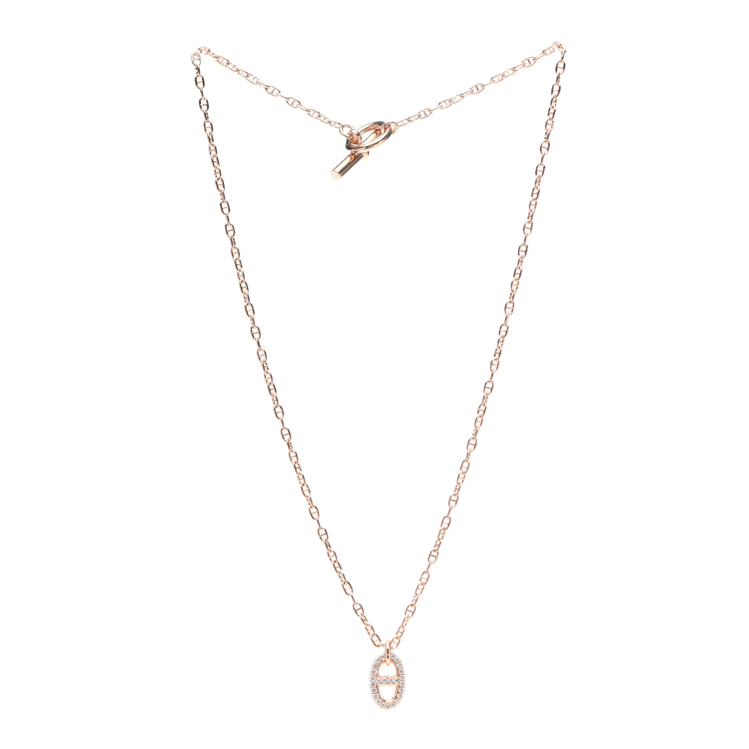 Hermes 18K Rose Gold Diamond PM New Farandole Pendant Necklace ST 3 of 6