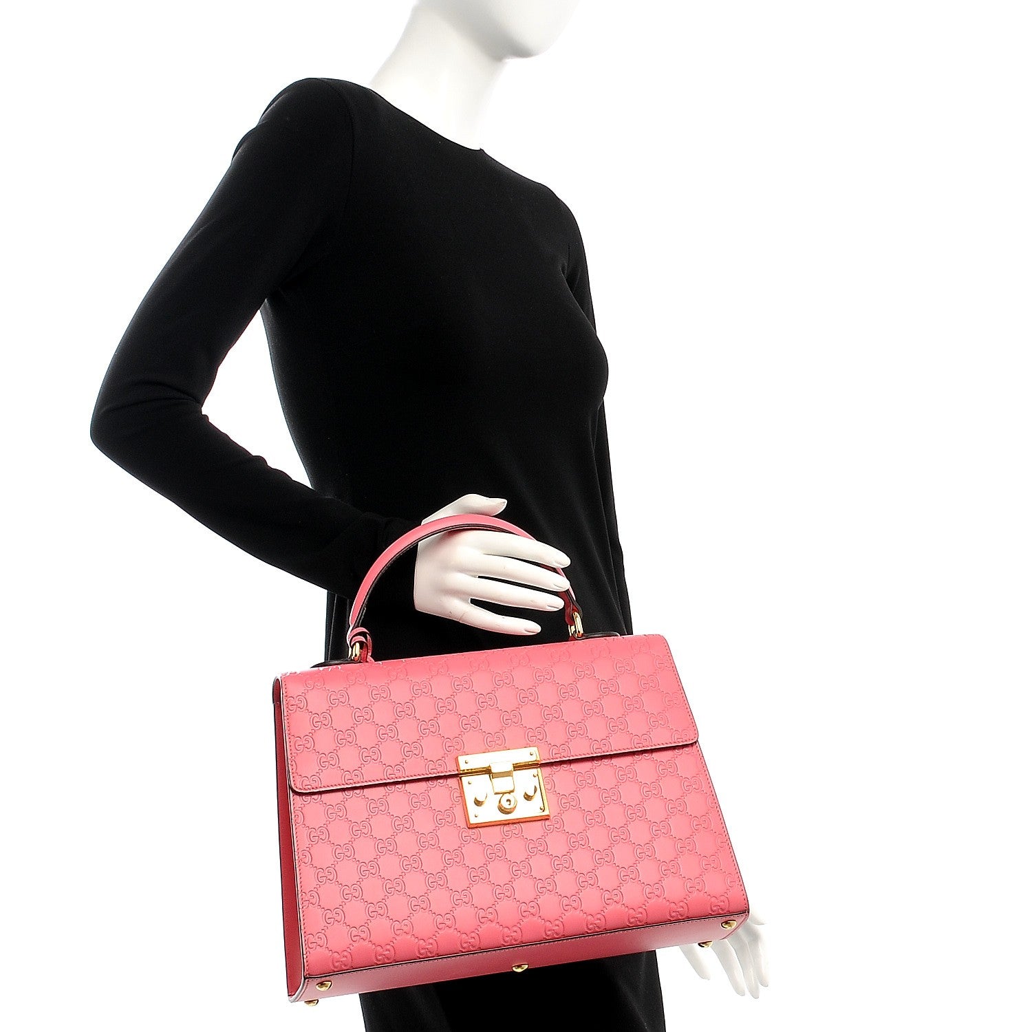 Gucci Guccissima Signature Medium Padlock Top Handle Bag Flush 2 of 8