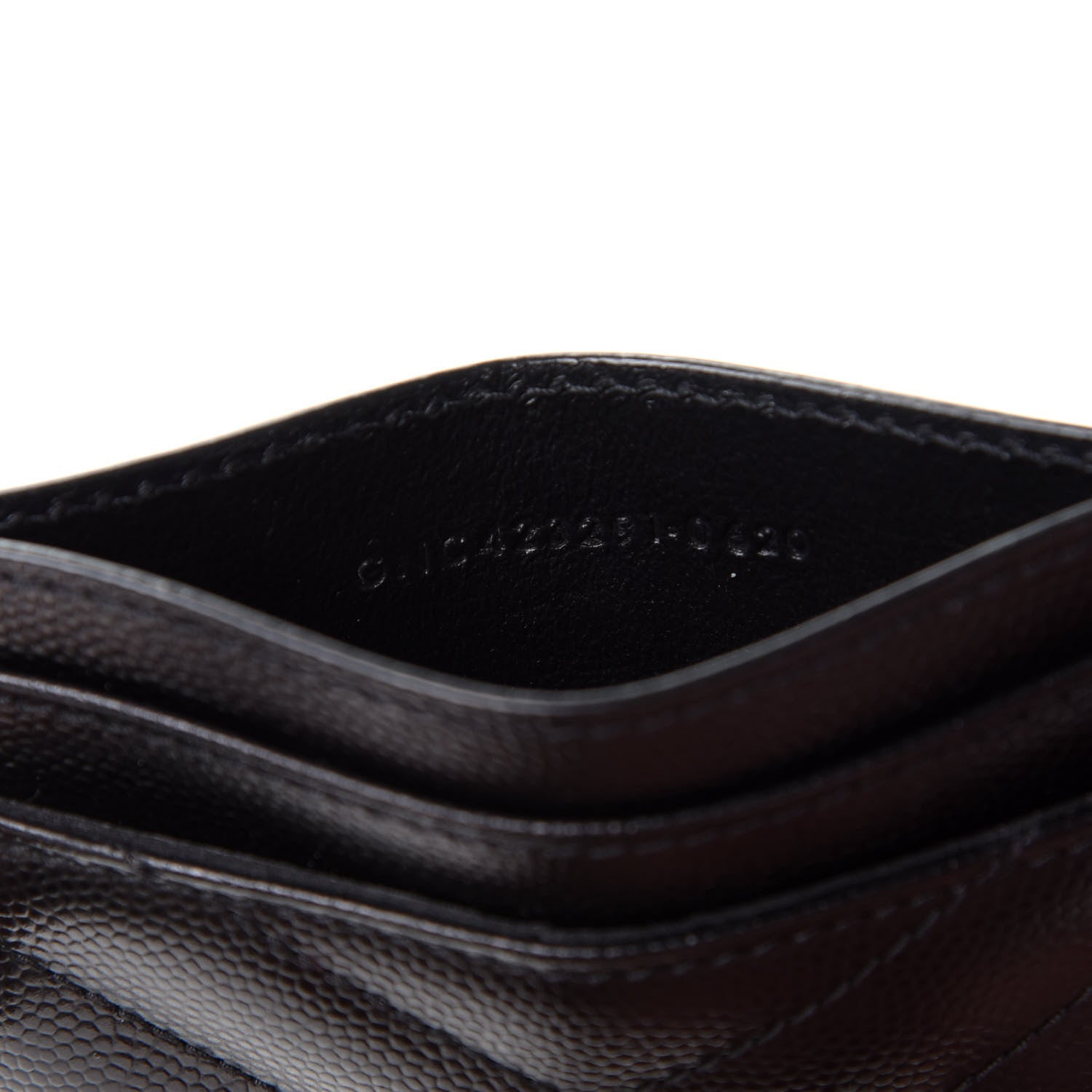 Saint Laurent Grain De Poudre Matelasse Chevron Monogram Credit Card Case Black 7 of 8