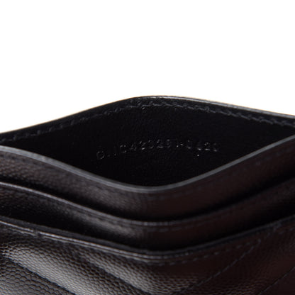 Saint Laurent Grain De Poudre Matelasse Chevron Monogram Credit Card Case Black 7 of 8