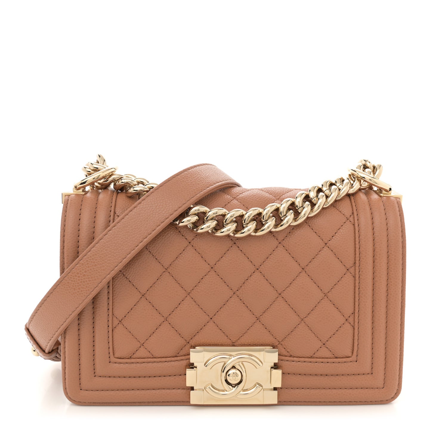 Caviar Quilted Small Boy Flap Brown