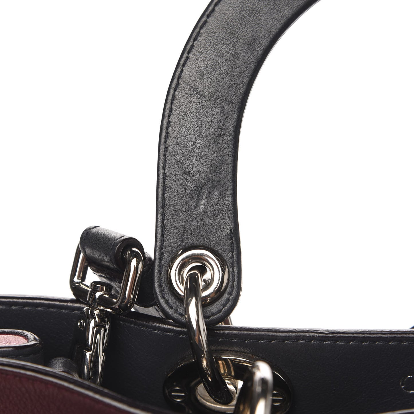Smooth Calfskin Medium Diorissimo Burgundy Pink Black