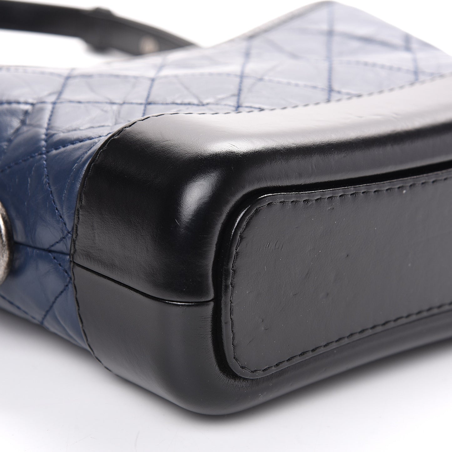 Aged Calfskin Quilted Small Gabrielle Hobo Navy Black