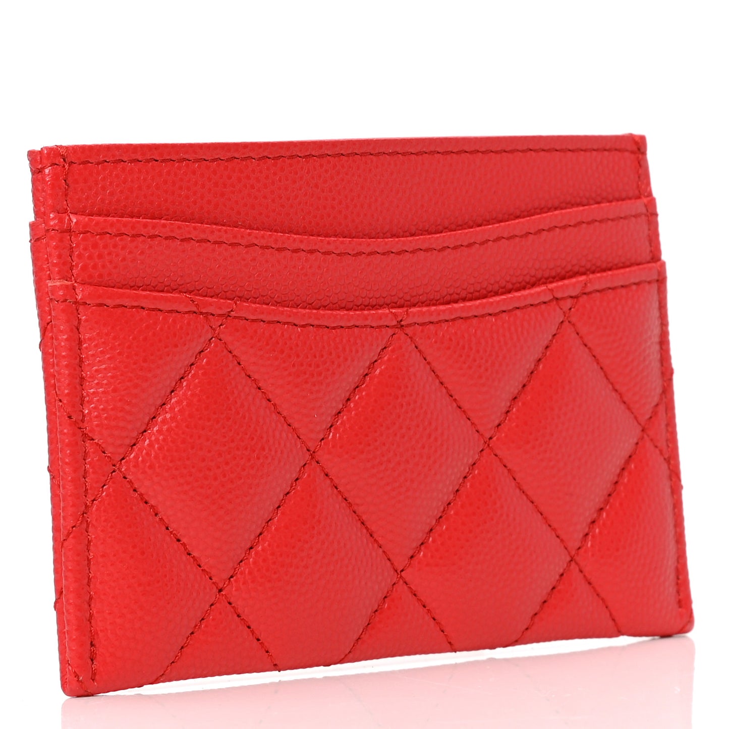 Caviar Quilted Card Holder Red