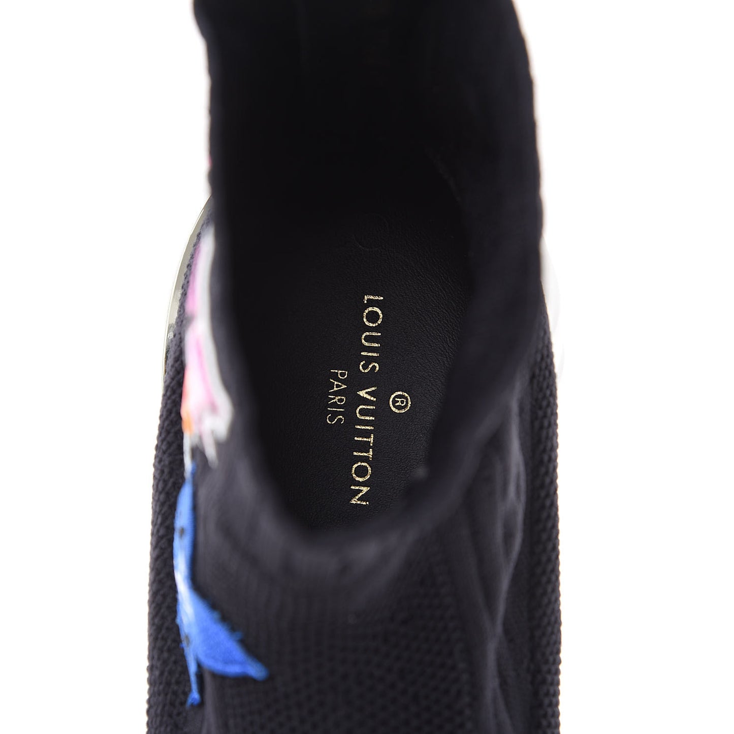 Stretch Fabric LV Black Heart Sock Sneaker 42 Black
