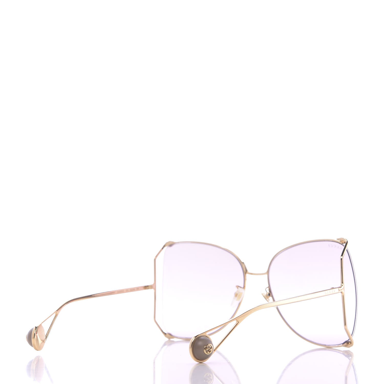 Gucci Metal Oversized Round Sunglasses GG0252S Gold Pink 4 of 7