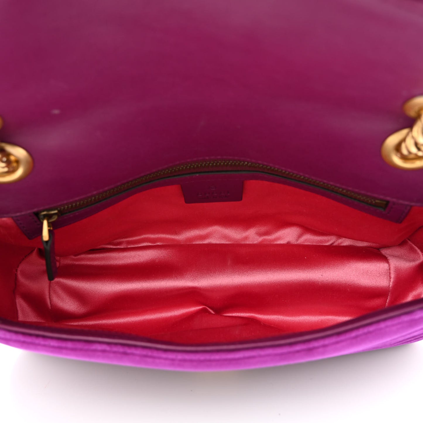 Velvet Matelasse Small GG Marmont Shoulder Bag Fuchsia Violet Cyclamen