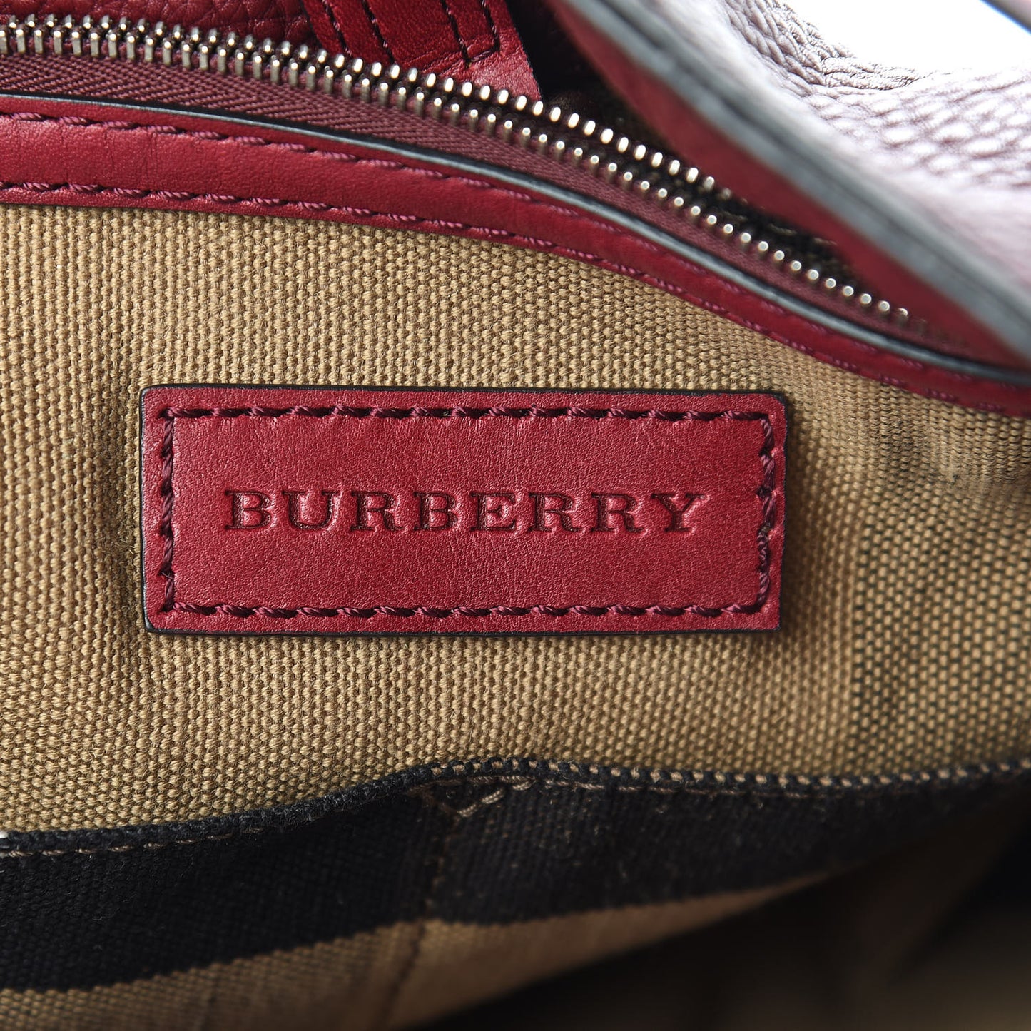 Grainy Calfskin Canvas Mega Check Medium Ashby Tassel Hobo Burgundy Red