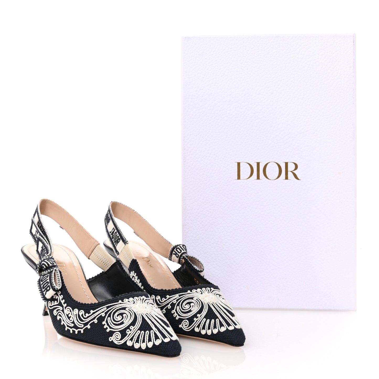 Canvas Embroidered Ornamental Cornely Ribbon J'Adior Slingback 65mm Pumps 36 Deep Blue