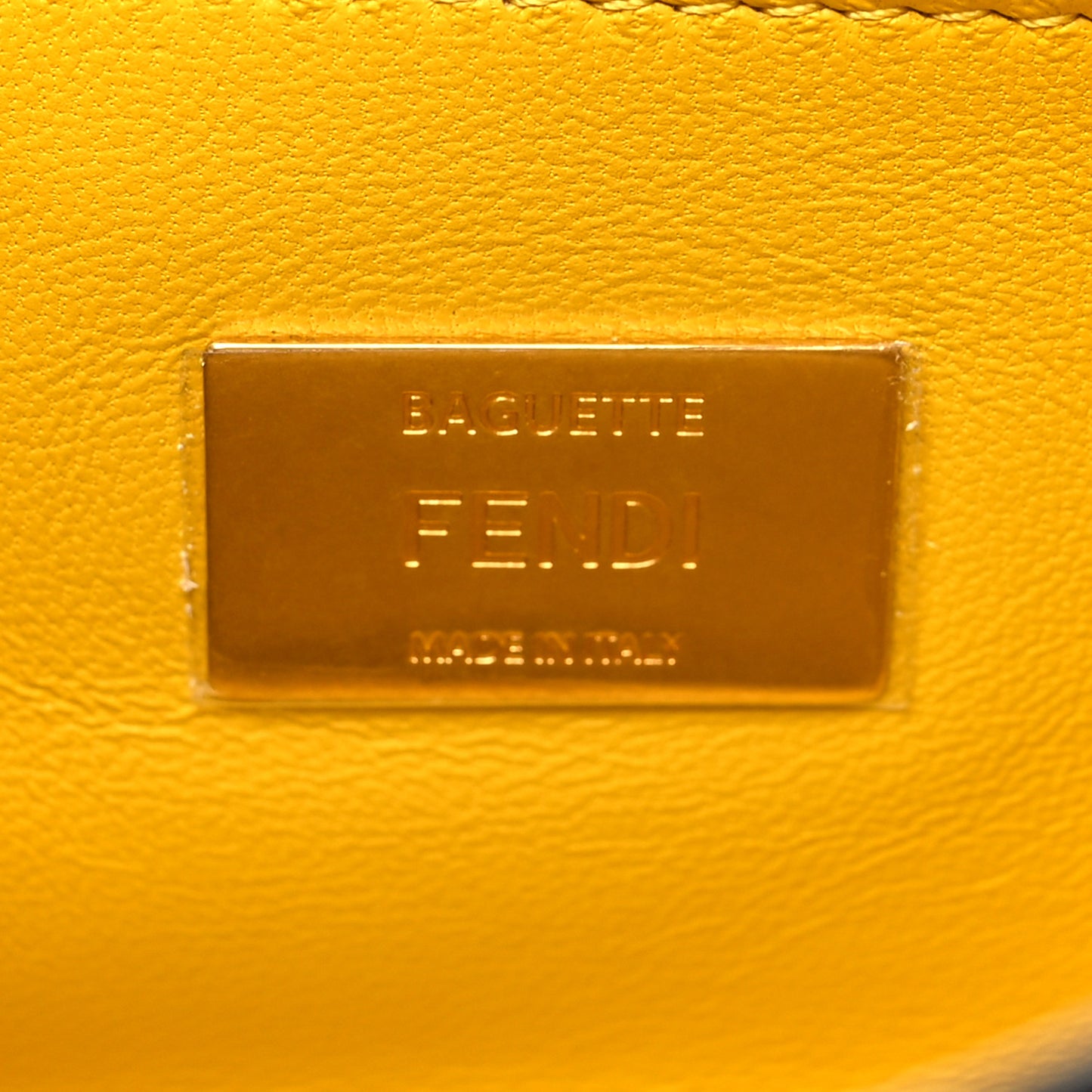 Nappa Small FF Embossed Midi Chain Baguette Mimosa