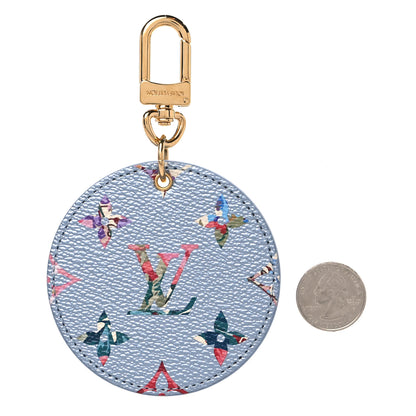 Louis Vuitton Metallic Monogram LV Garden Illustre Bag Charm Key Ring Blue 2 of 3