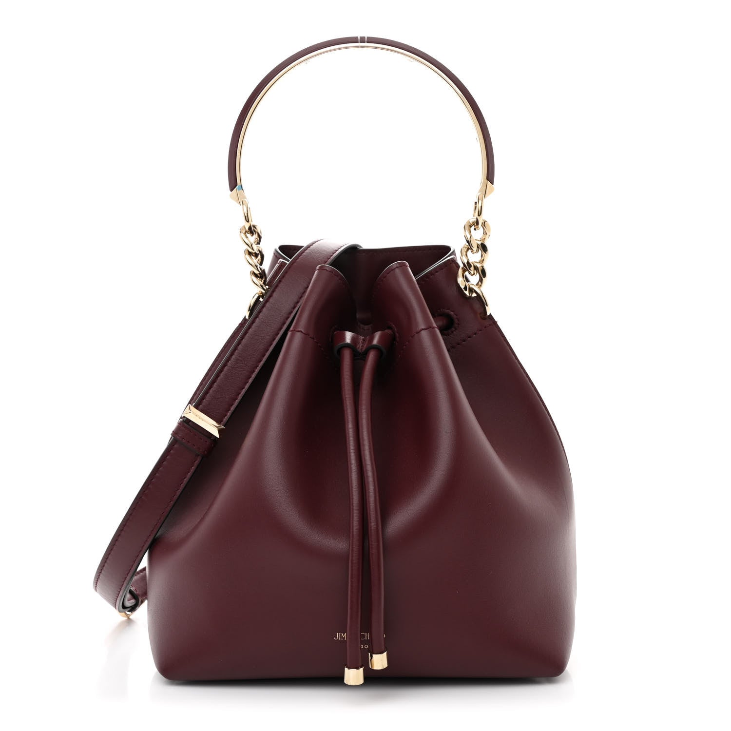 Jimmy Choo Calfskin Bon Bon Bucket Bag Burgundy 1 of 10