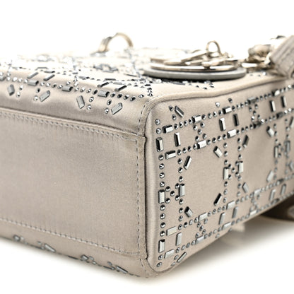 Christian Dior Satin Crystal Cannage Mini Lady Dior Gray 10 of 11