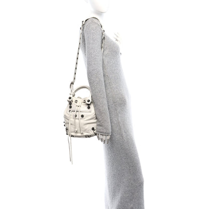 Balenciaga Agneau Arena Small Le Cagole Bucket Bag Optic White 2 of 11