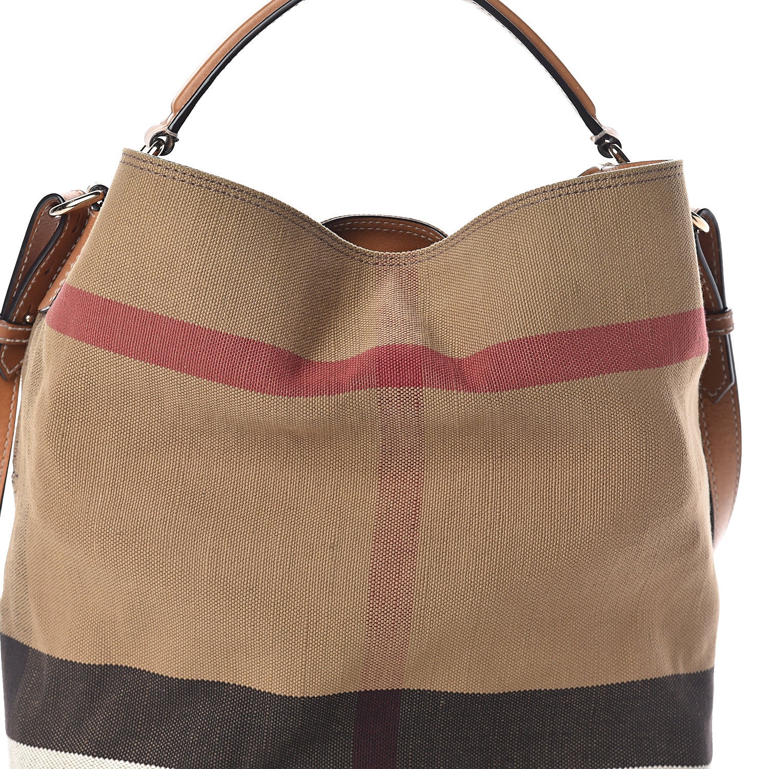 Burberry Canvas Mega Check Medium Ashby Hobo Saddle Brown 8 of 10