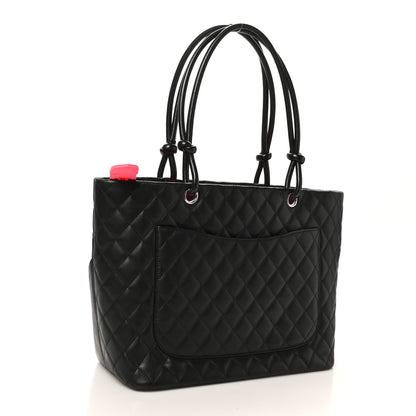 Chanel Calfskin Quilted Large Cambon Tote Black White 3 of 10