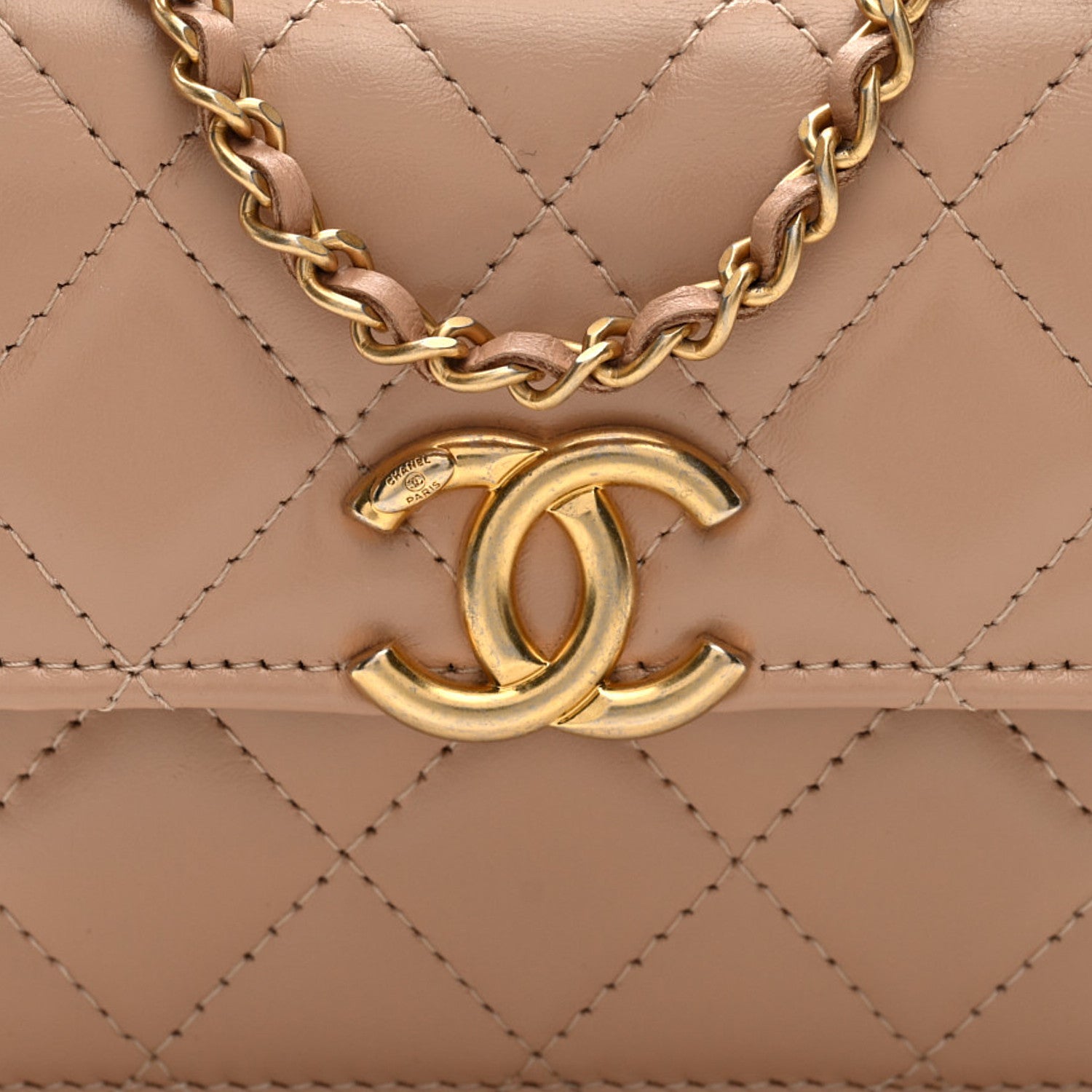 Chanel Calfskin Quilted Perfect Fit Coin Purse With Chain Beige 7 of 10