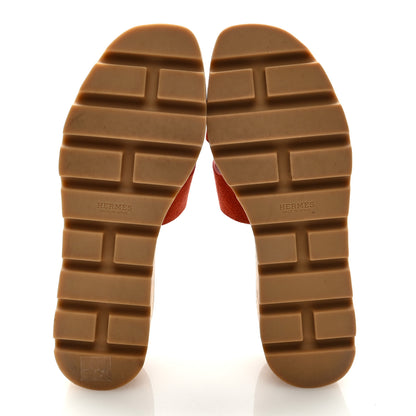 Hermes Suede Goatskin Cork Eze 30 Sandals 36 Orange Brulee 6 of 8