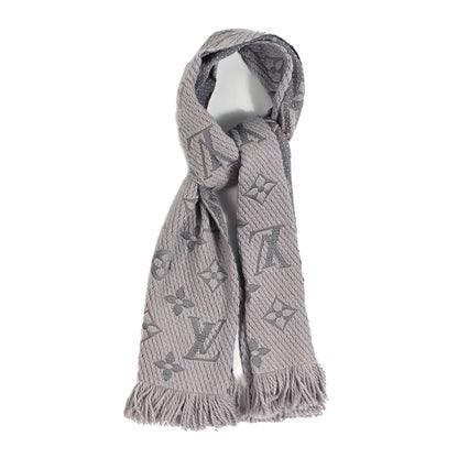 Louis Vuitton Wool Silk Logomania Scarf Pearl Grey 1 of 3