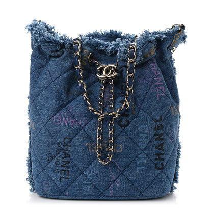 Chanel Denim Quilted Mood Bucket With Chain Blue Multicolor 1 of 11