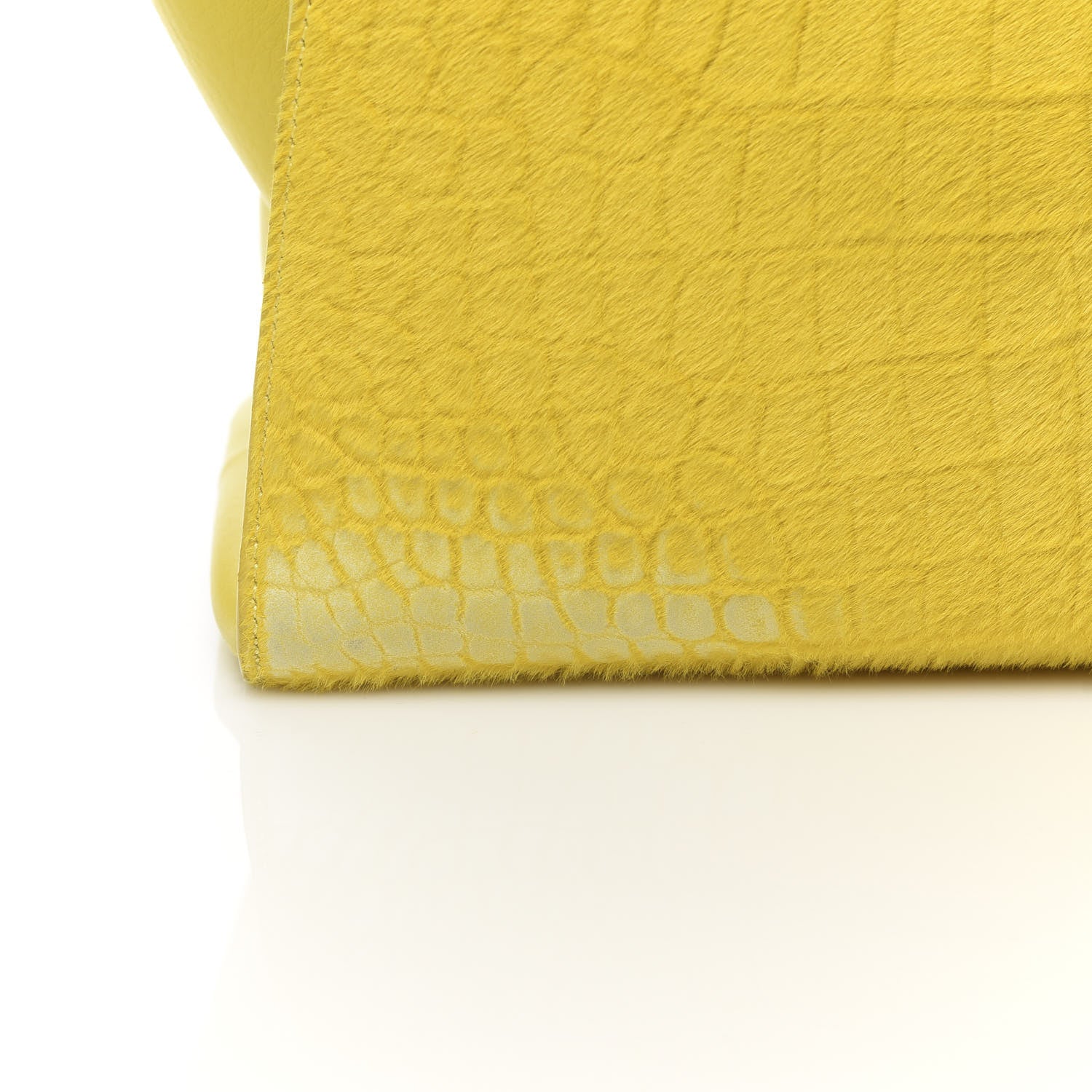 Fendi Vitello Calf Hair Crocodile Embossed Large 3Jours Tote Sunflower Cedro 13 of 14