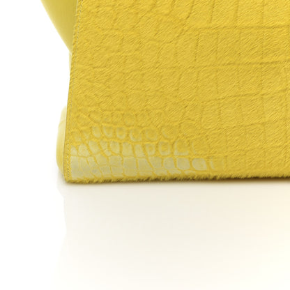 Fendi Vitello Calf Hair Crocodile Embossed Large 3Jours Tote Sunflower Cedro 13 of 14