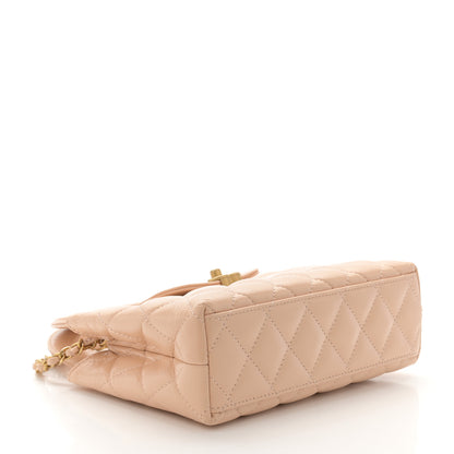 Chanel Shiny Aged Calfskin Quilted Nano Kelly Shopper Beige 4 of 10