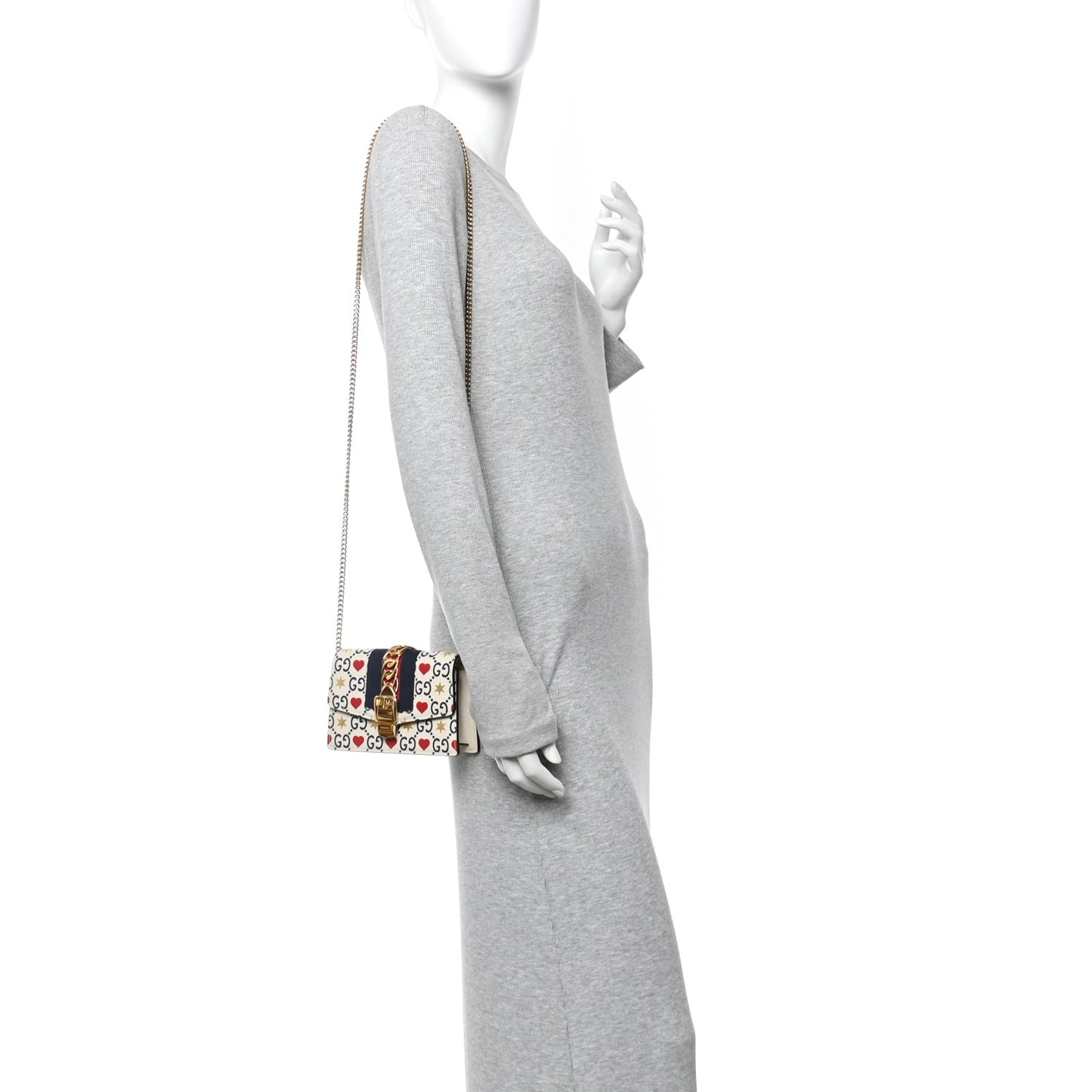 Textured Calfskin Valentine's Day Super Mini Sylvie Chain Shoulder Bag Ivory