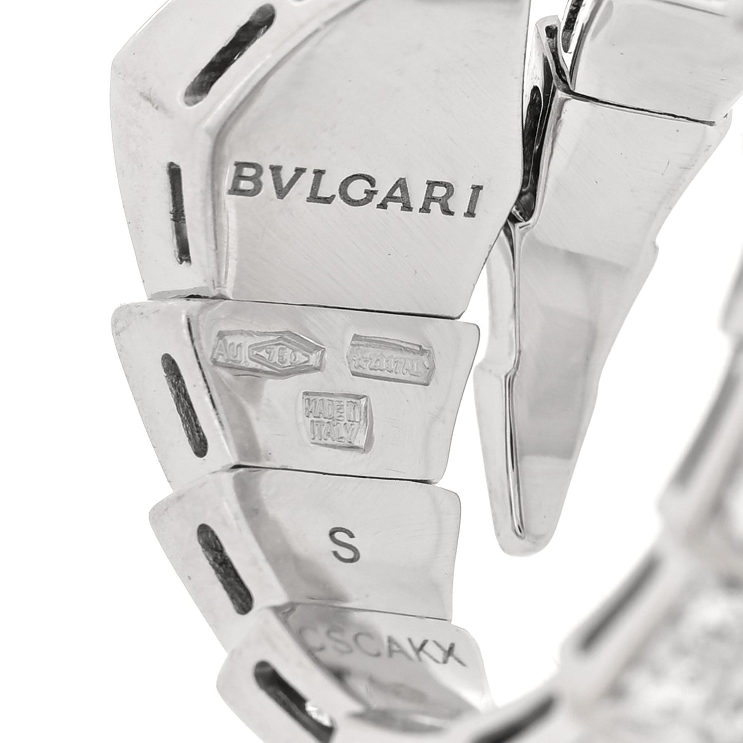 18K White Gold Diamond One-Coil Serpenti Viper Ring S