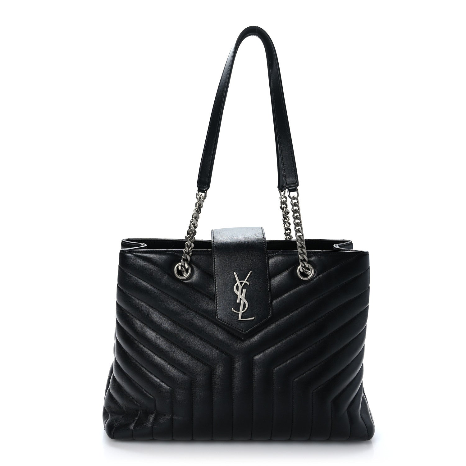 Saint Laurent Calfskin Y Quilted Monogram Large Loulou Shopper Black 1 of 11