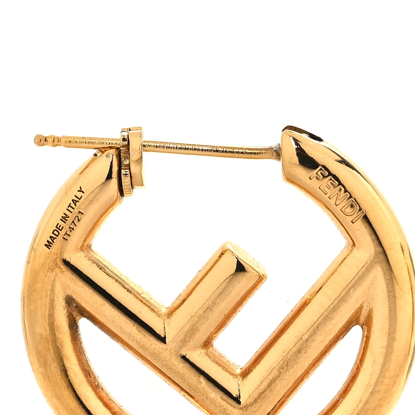Metal FF Hoop Earrings Gold