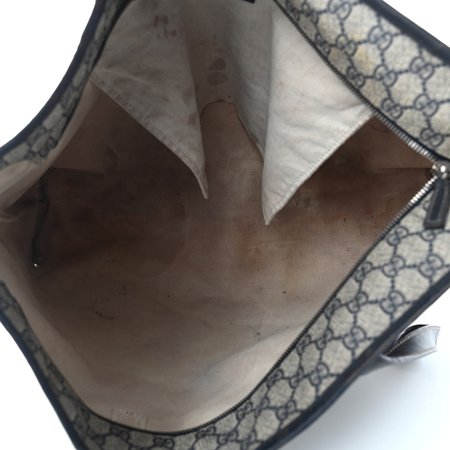 Gucci GG Supreme Monogram Large Zippered Shopping Tote Navy 5 of 12