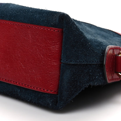 Gucci Suede Calfskin Web Small Ophidia Dome Shoulder Bag New Blue Romantic Cherry 7 of 7