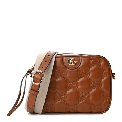 Gucci Calfskin GG Matelasse Shoulder Bag Peanut Brown Natural 1 of 9