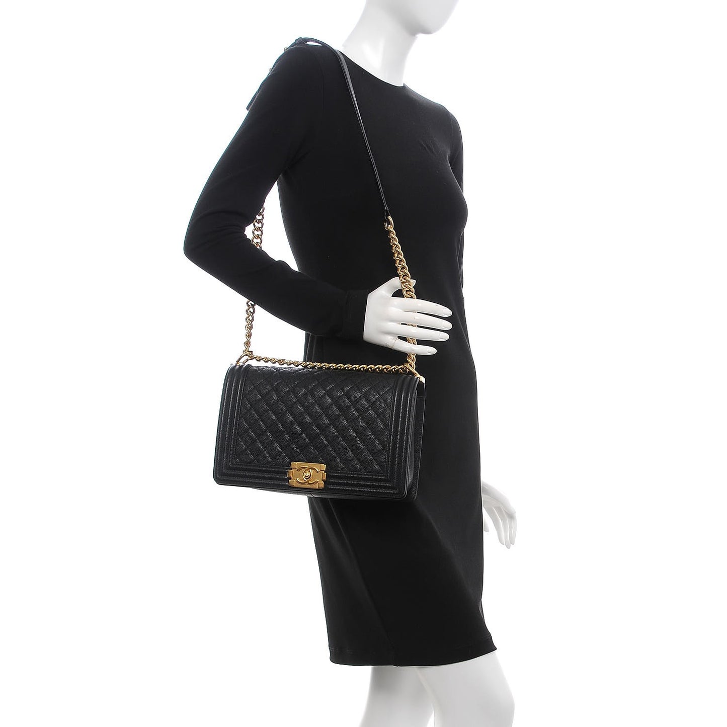 Caviar Quilted New Medium Boy Flap Black