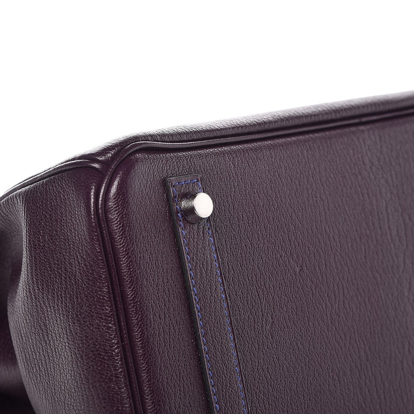 Chevre Mysore Bi-Color Horseshoe Birkin 30 Raisin Bleu Electrique