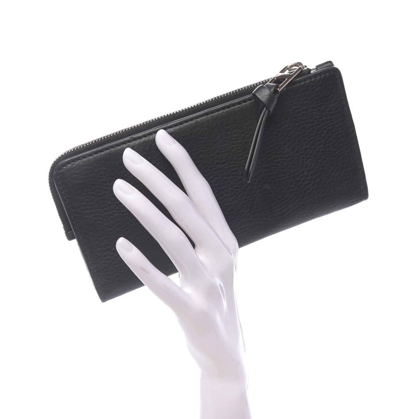 Grainy Calfskin Zip Wallet Black