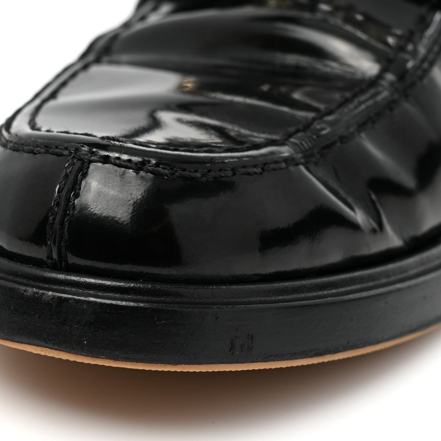 Chanel Shiny Calfskin Logo Loafers 38 Black 9 of 12